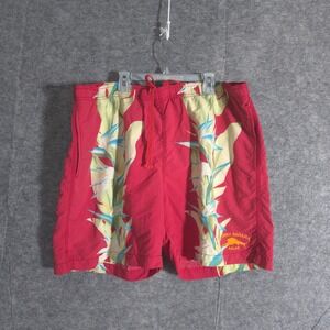 Tommy Bahama Relax Swim Trunks Mens Large Aqua Red Lined Bathing Suit Mens Nylon